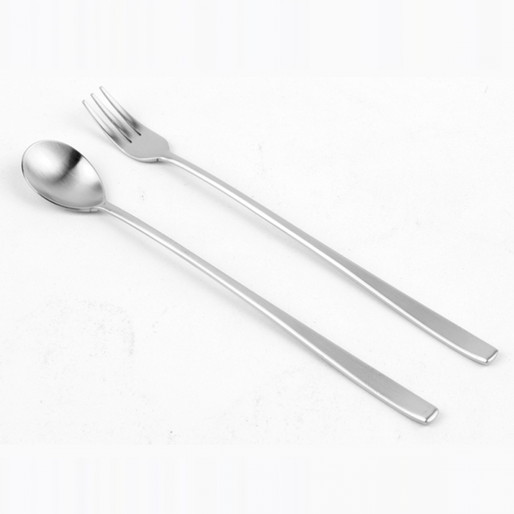 무광 민자 스테인레스 롱스푼 롱포크 1P 세트
