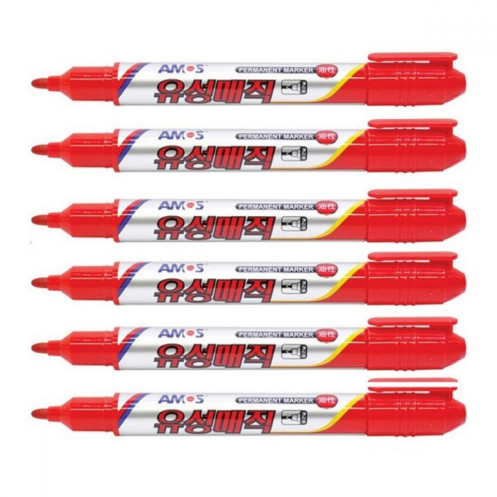 아모스 유성매직 적 (12EA)(1-2mm 적색 12EA)
