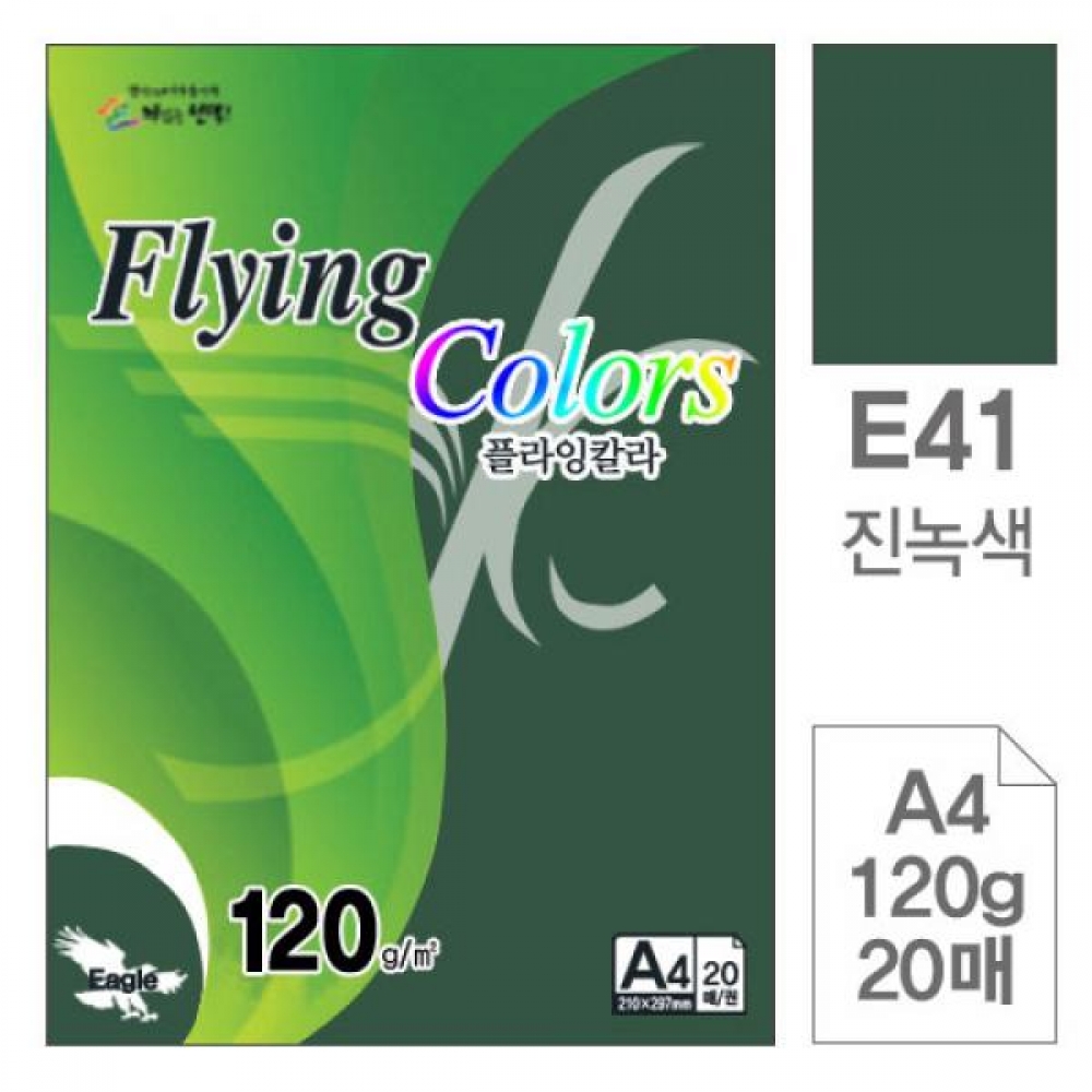 플라잉칼라 E41 진녹색 A4 120g 복사용지 20매입 10개