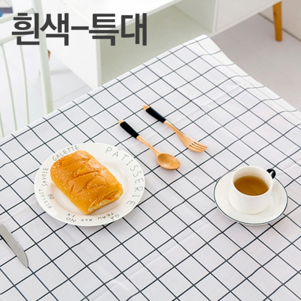 화이트 체크 방수 테이블보 XL