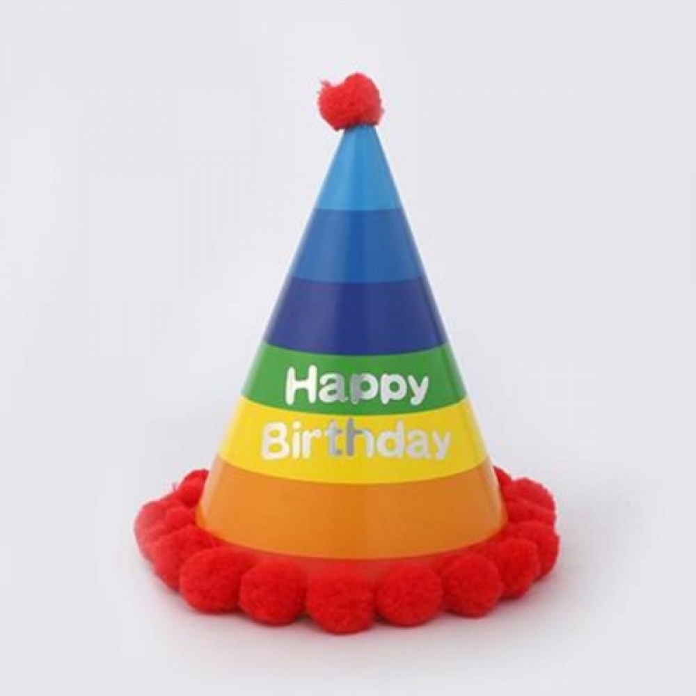 귀여운 레인보우 생일 꼬깔모자-레드 생일장식용품