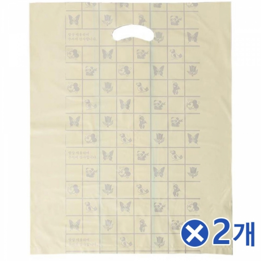 손잡이 양장 비닐봉투 노랑 100매 40x50cmx2개 봉지