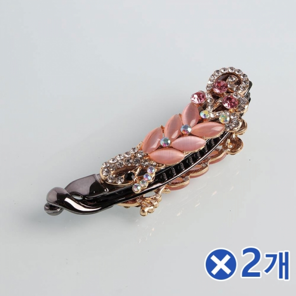 단아한 헤어 바나나핀-핑크x2개 데일리헤어핀