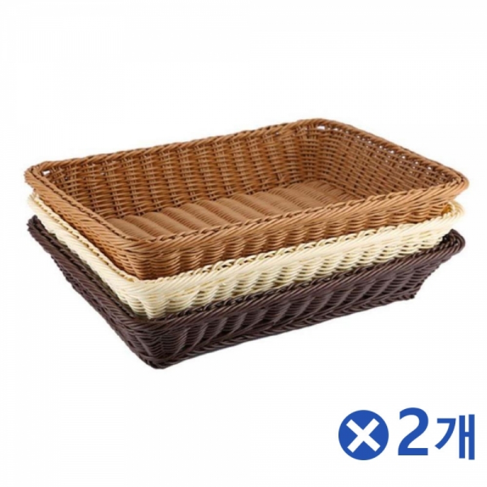PP 인조라탄 사각바구니-대(29.5X39.5cm) x2개