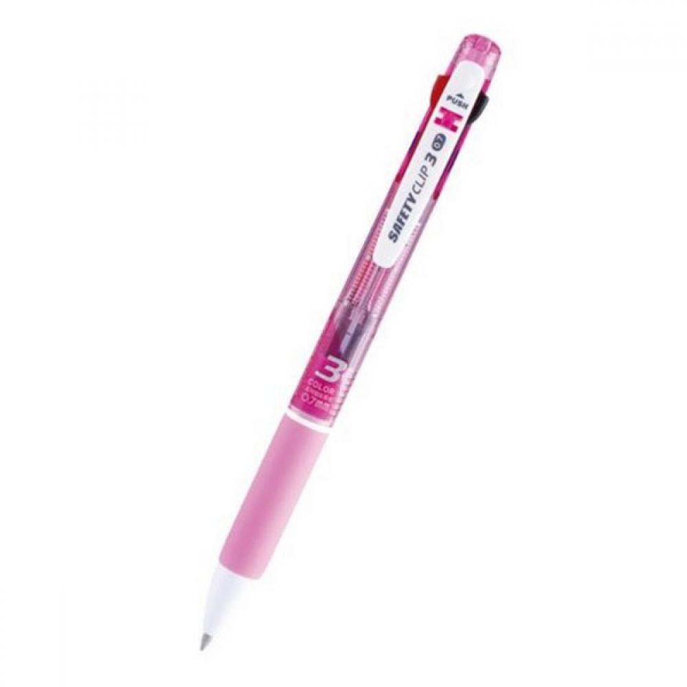 마이펜 세이프티클립 3색 볼펜 0.7mm 핑크 1EA