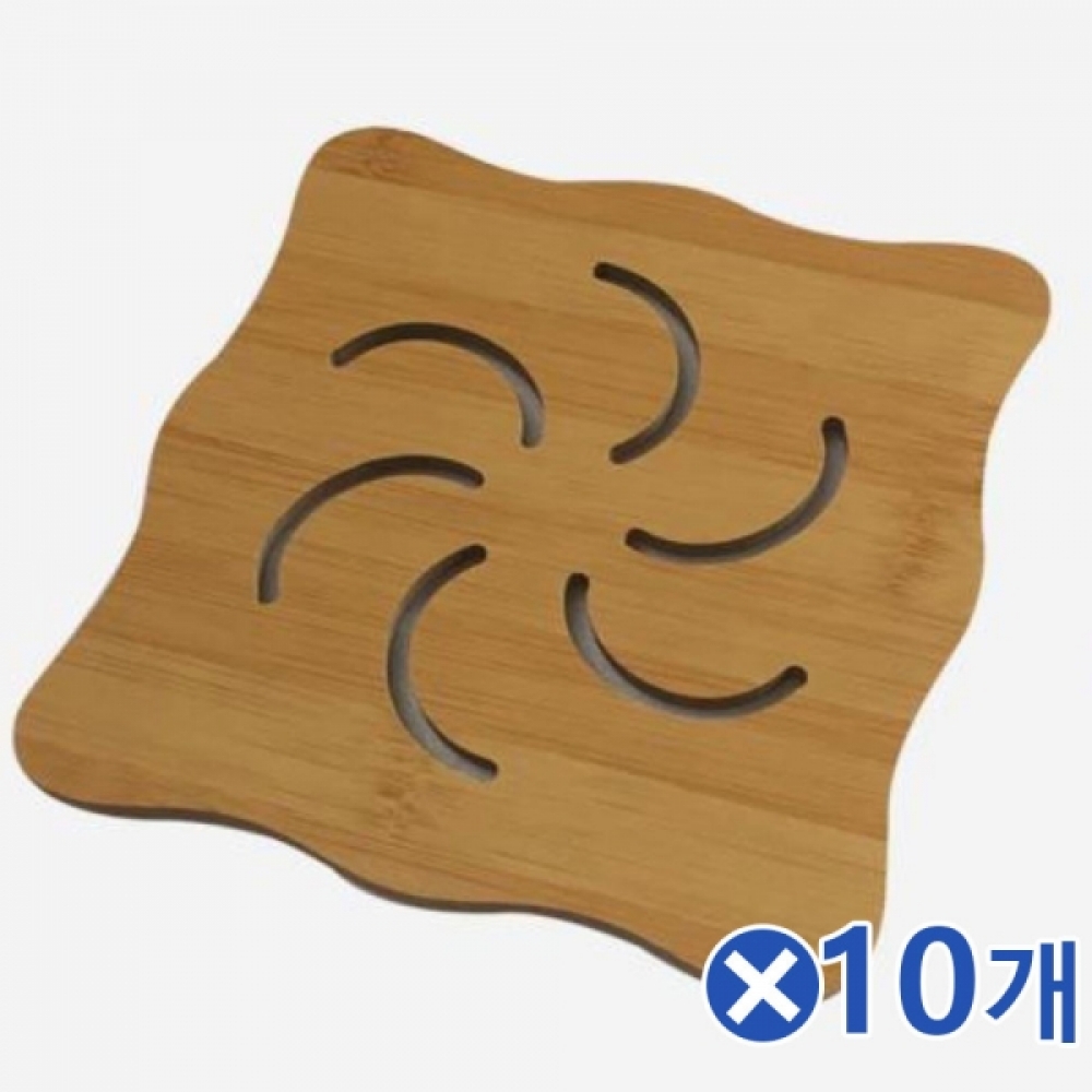 미끄럼방지 디자인 우드 냄비받침대x10개 주전자받침