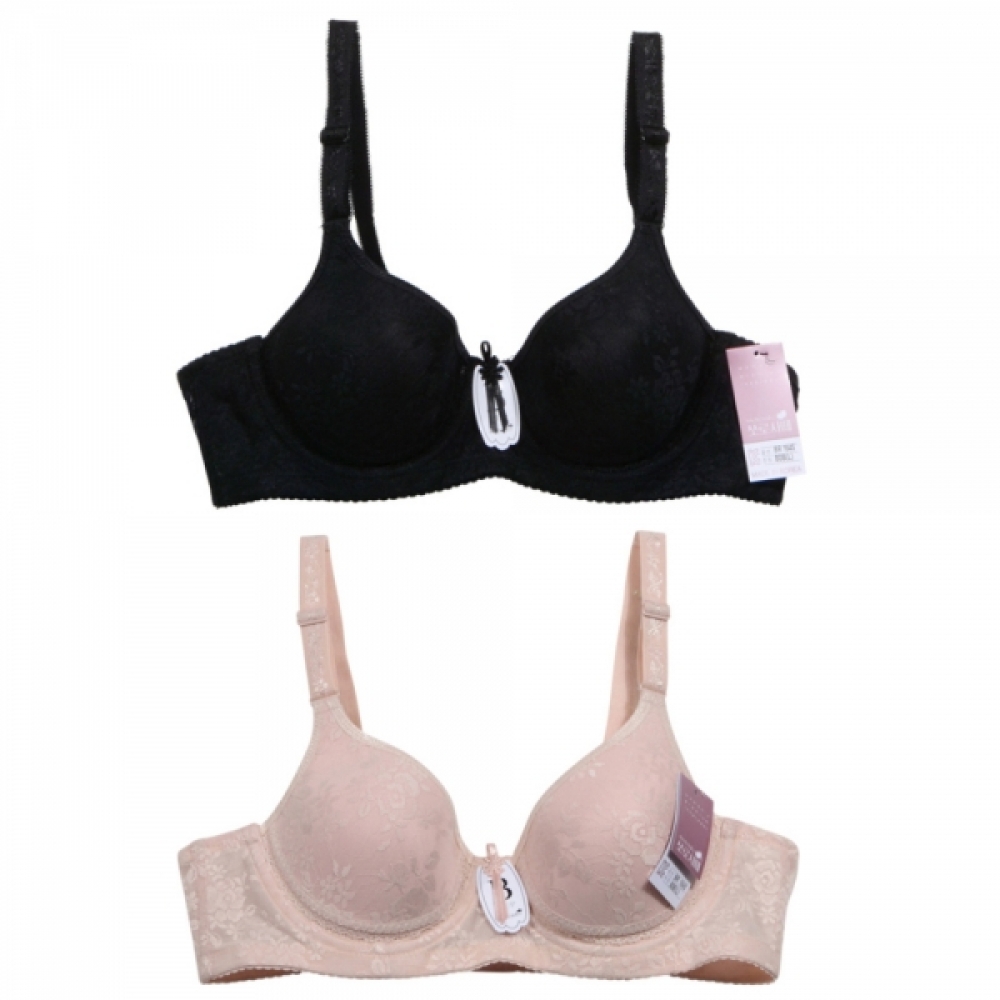 은은한 꽃무늬 3단후크 브라