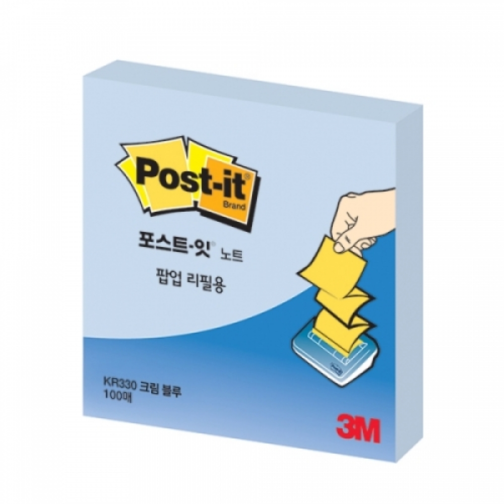 3M)포스트잇 팝업리필용(KR-330 크림블루)-박스(180개입)
