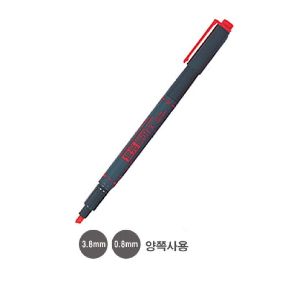 제브라)옵텍스 형광펜(양쪽사용:3.8mm 0.8mm 적색)-박스(100개입)