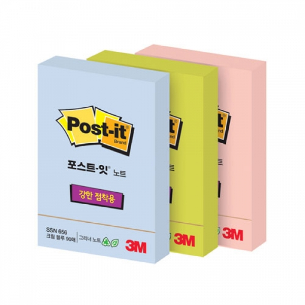3M)포스트-잇 강한 점착용(656 친환경 베이비핑크 51x76mm)-갑(30개입)