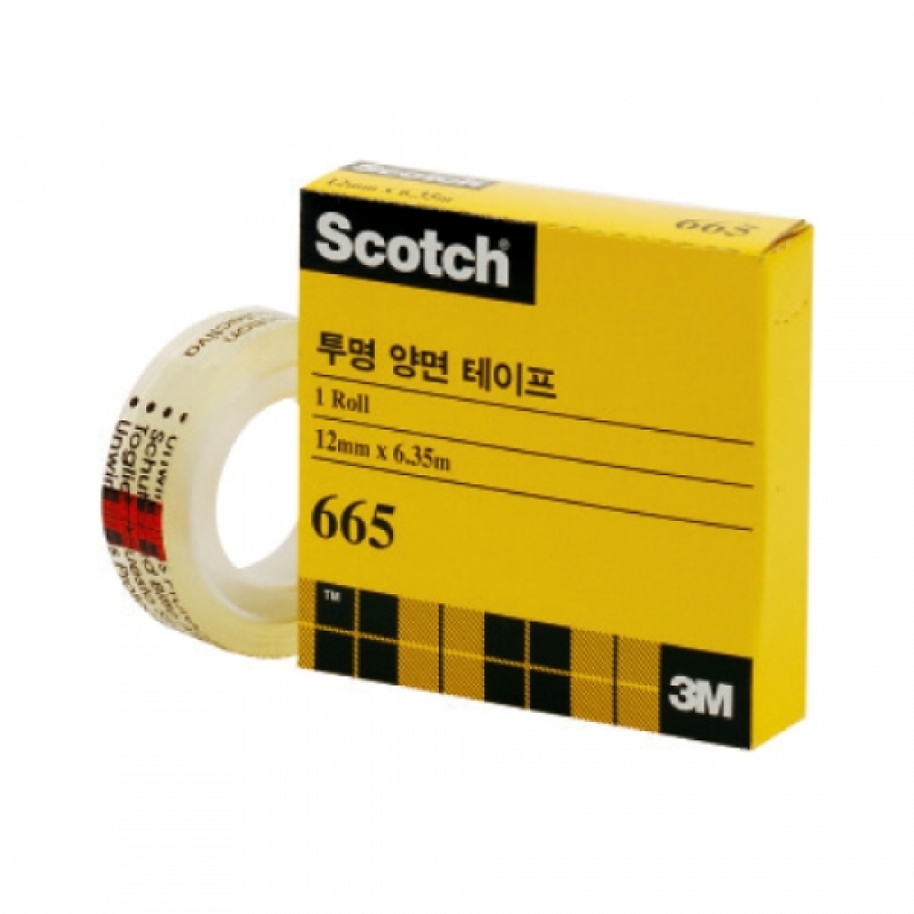 3M)투명양면테이프(665R-12 오피스팩 12x6.35m 6롤)-박스(12개입)