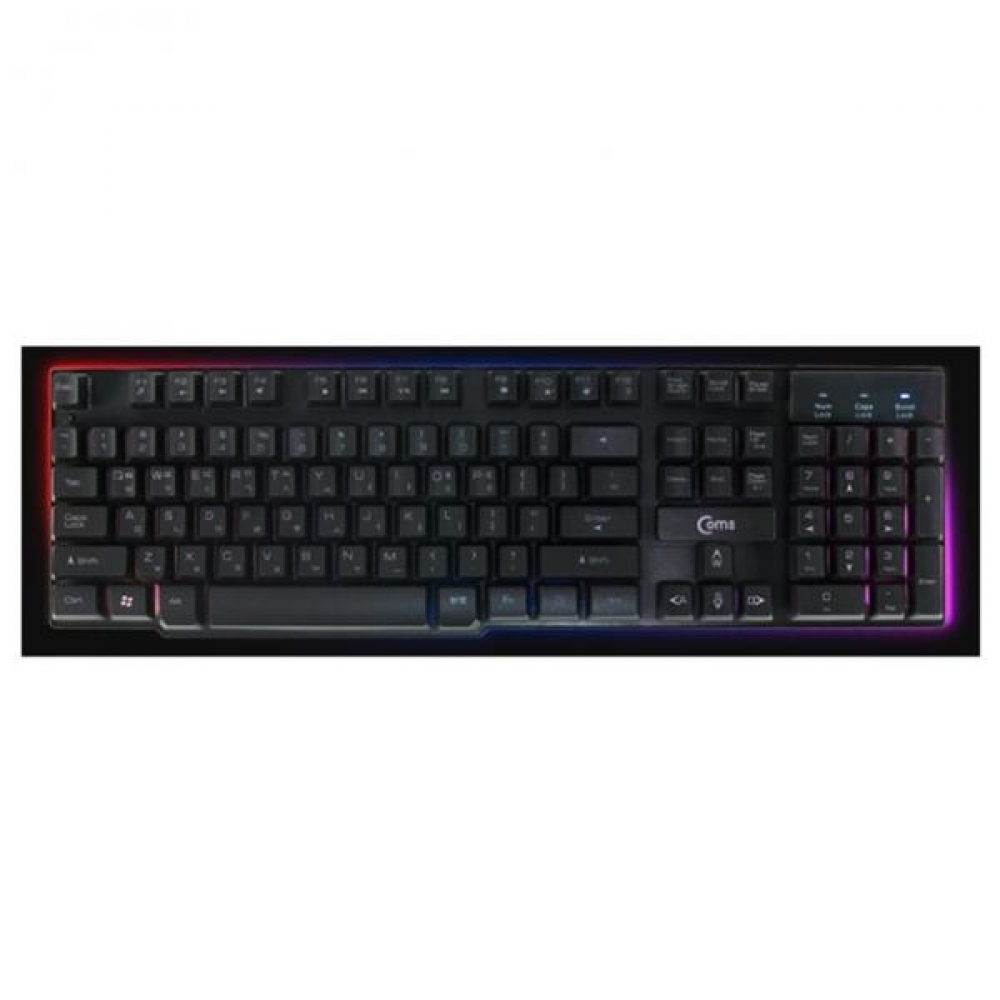 컴스 키보드 게이밍 LED USB 3컬러LED변환 12HotKey