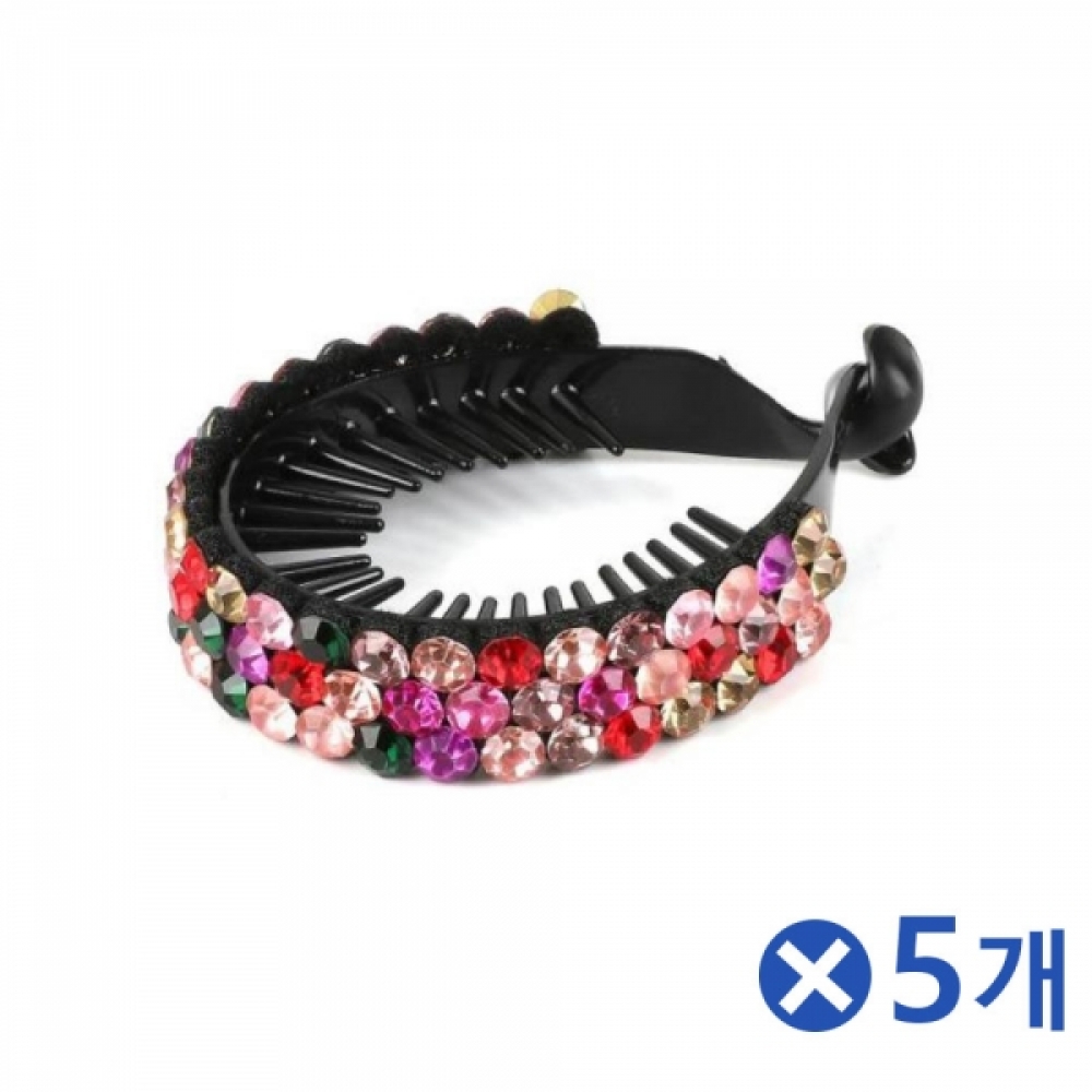 큐빅 헤어밴드 머리묶기 헤어클립 5개 헤어반다나