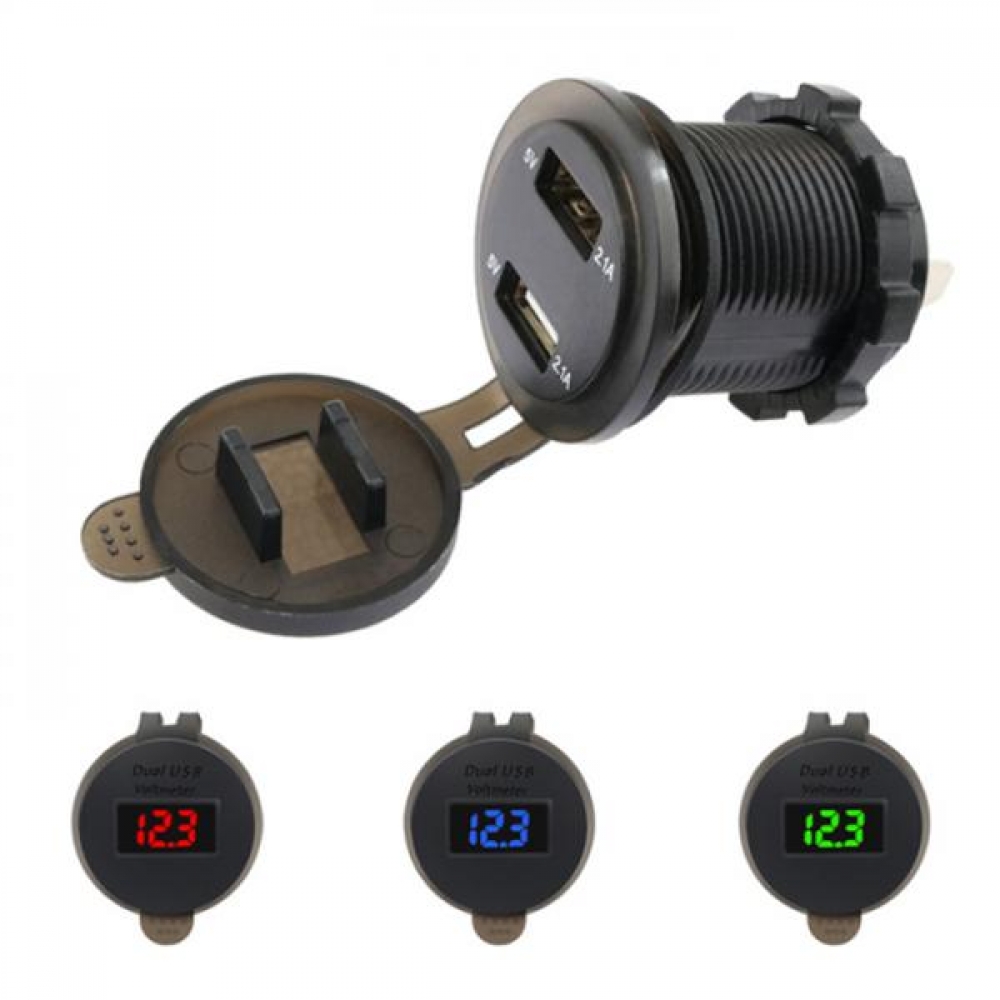볼트메타 + 4.2A 2포트 usb 충전 카라반 캠핑카 소켓