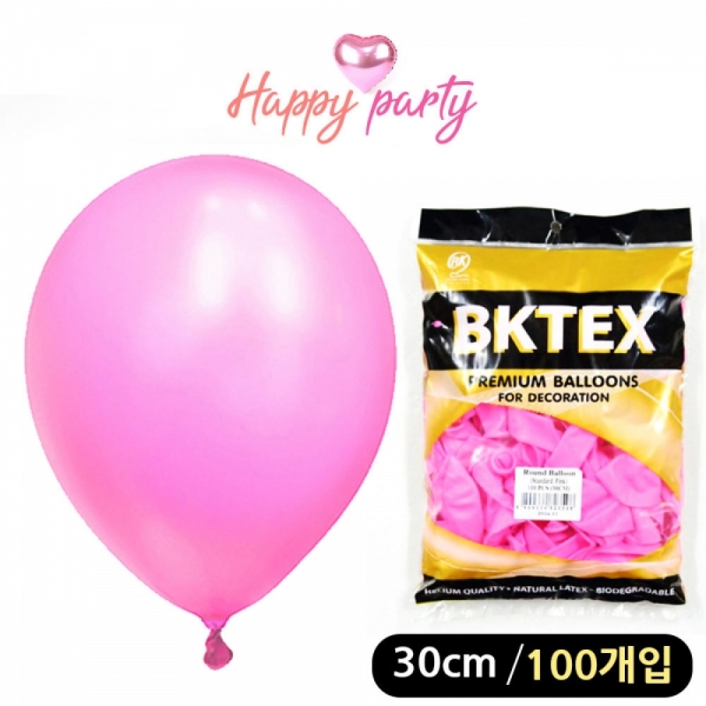 해피파티 풍선 일반 라운드 30cm (100개입) (핑크)