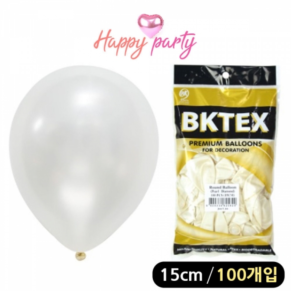 해피파티 풍선 펄 라운드 15cm (100개입) (화이트)