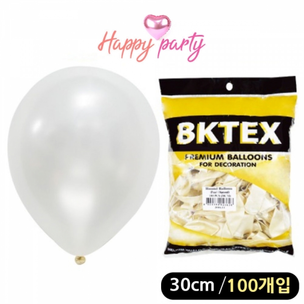 해피파티 풍선 펄 라운드 30cm (100개입) (화이트)