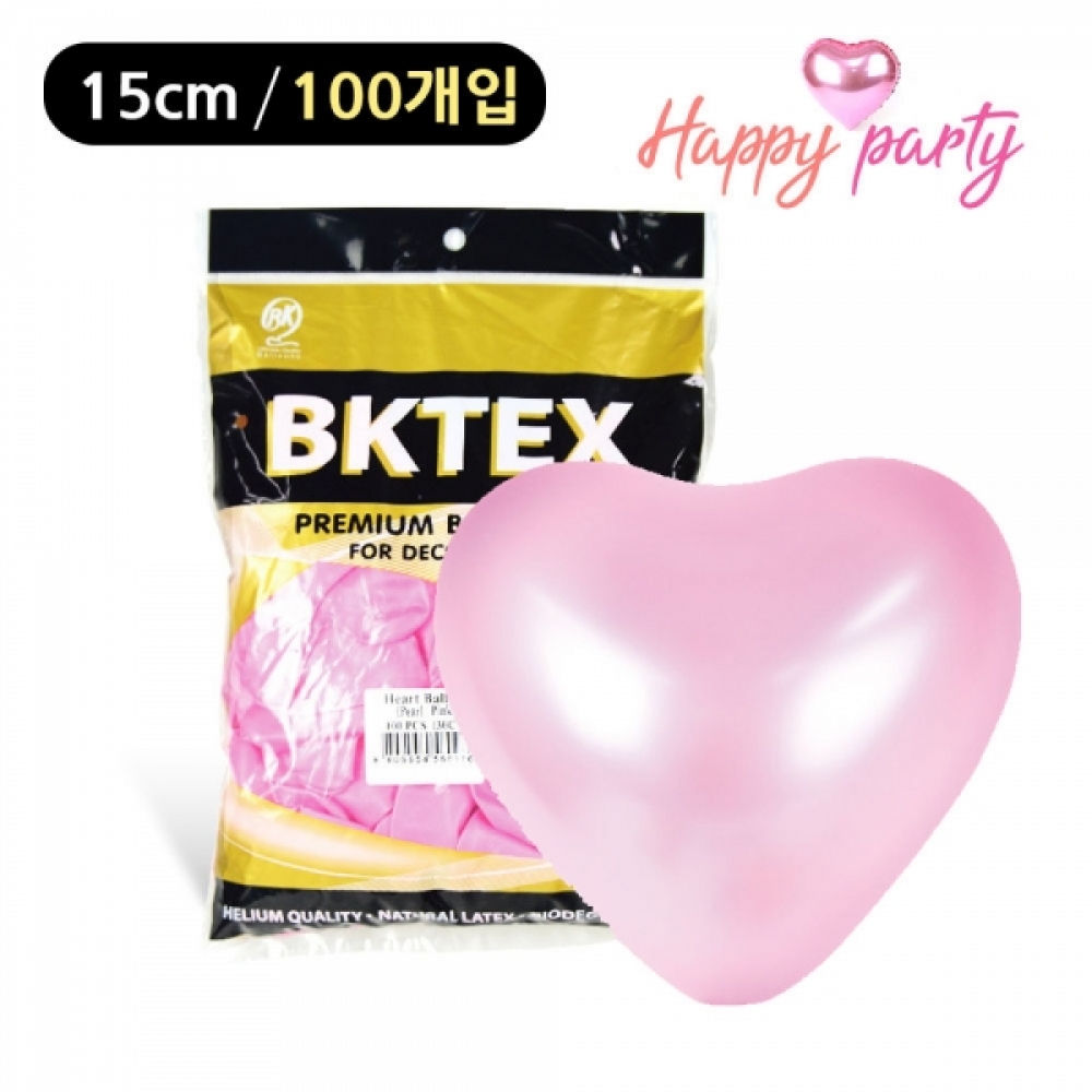 해피파티 펄 하트풍선 15cm (100개입) (핑크)