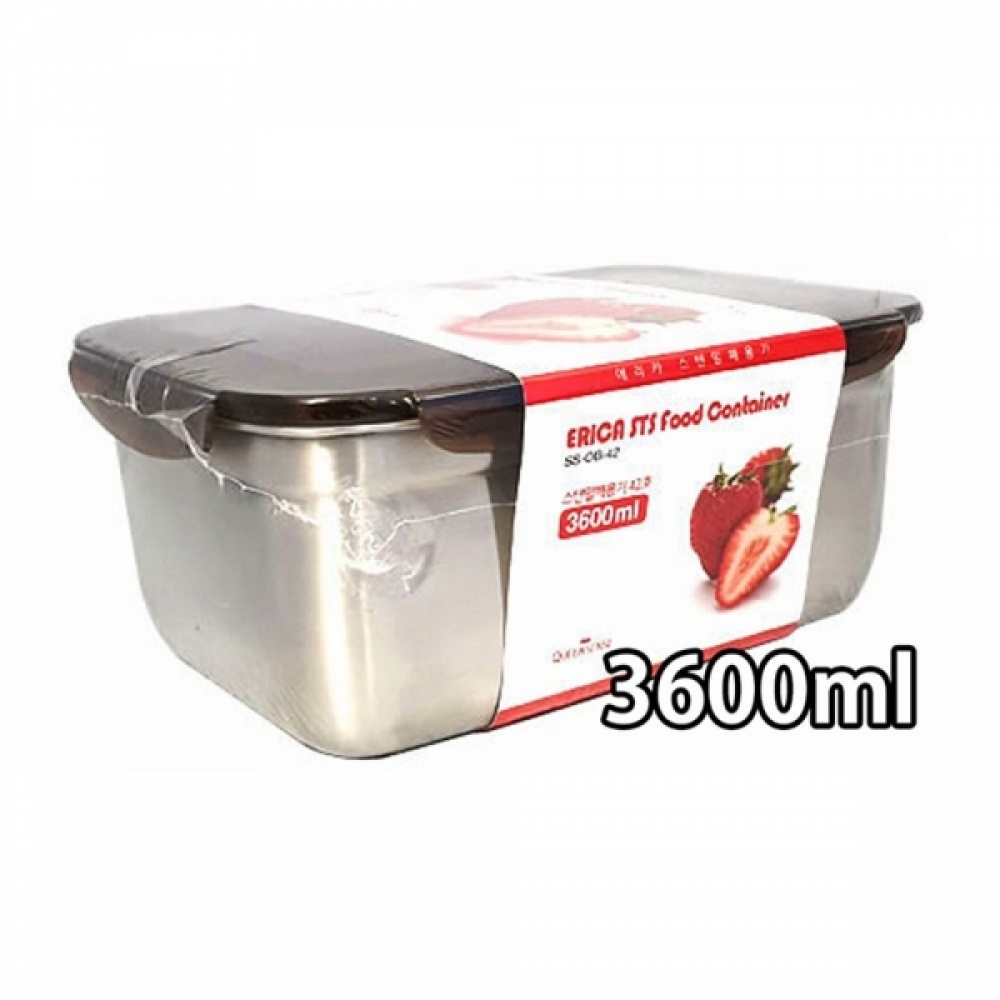 스텐 밀폐용기 사각 잠금장치 주방용기 3600ml