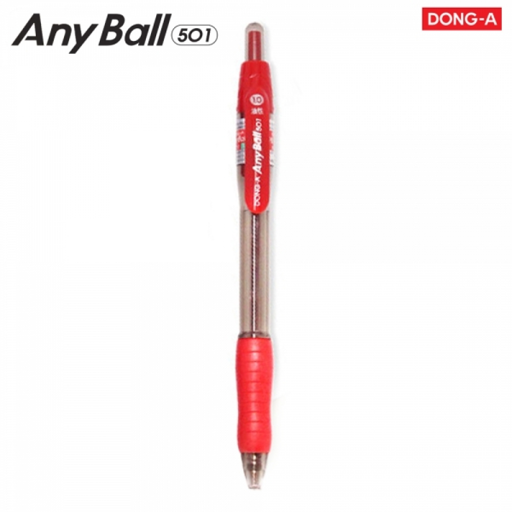 동아 애니볼 501 유성볼펜 1.0mm (12자루) 1다스 (레드)