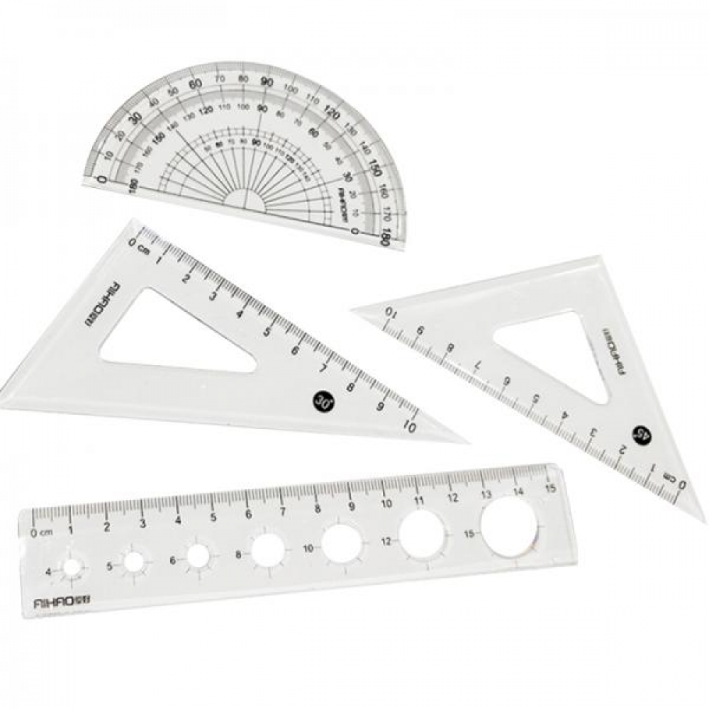 모양자 삼각자 각도기 제도자 4종 세트 DD-10769