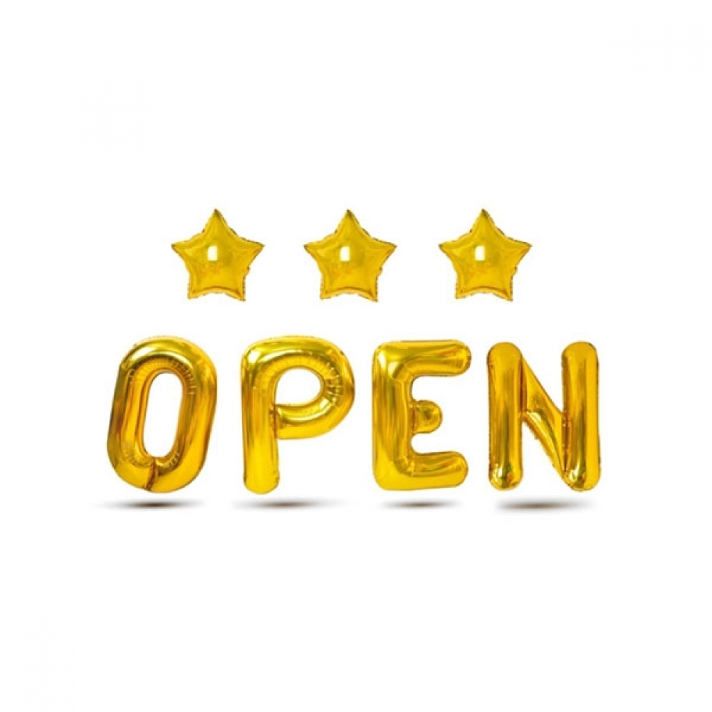 PW 메세지은박풍선세트(OPEN오픈스타골드)