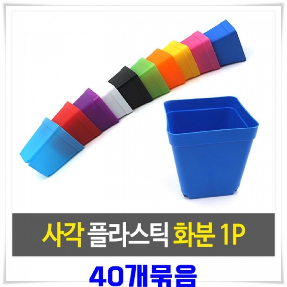 사각 플라스틱 미니화분 40개-색상랜덤발송 칼라화분