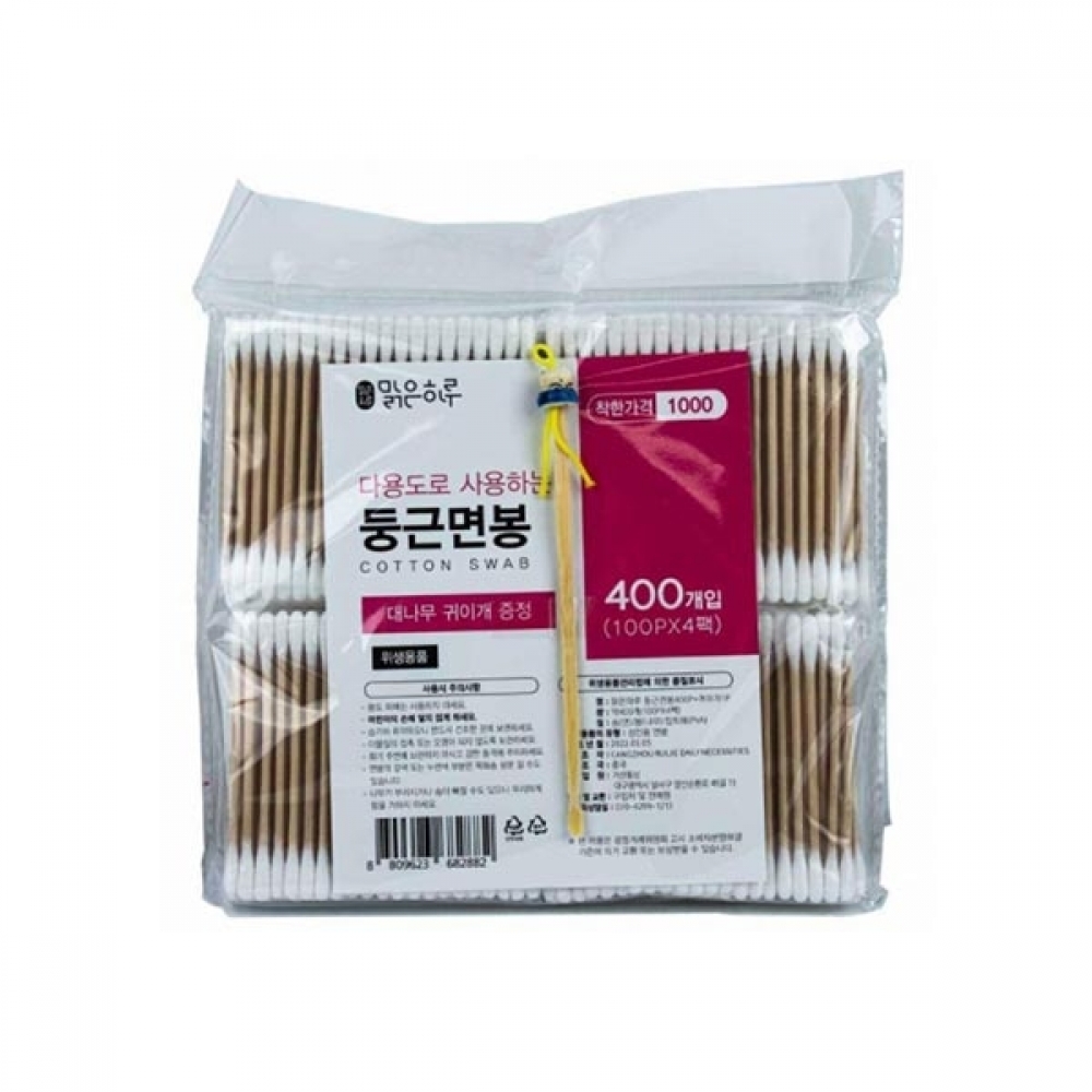 BTM 둥근면봉 400개입 플러스 귀이개1P x 5개