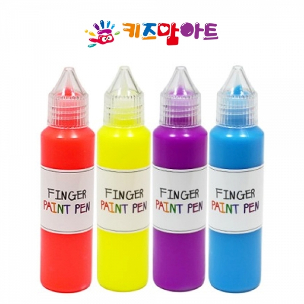 키즈맘아트 핑거 페인트펜 형광 히아신스 세트 (50ml x 4색)
