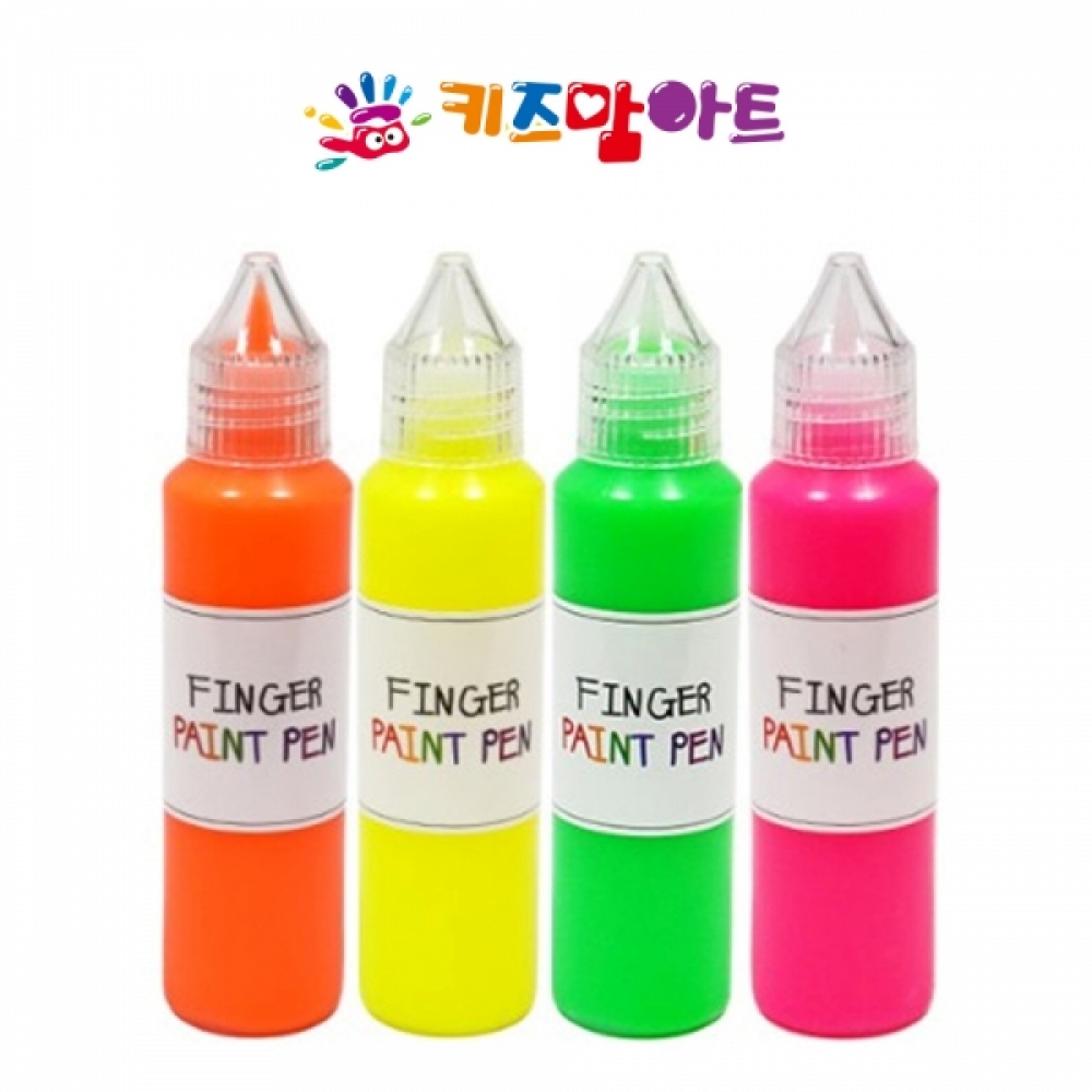 키즈맘아트 핑거 페인트펜 형광 아네모네 세트 (50ml x 4색)