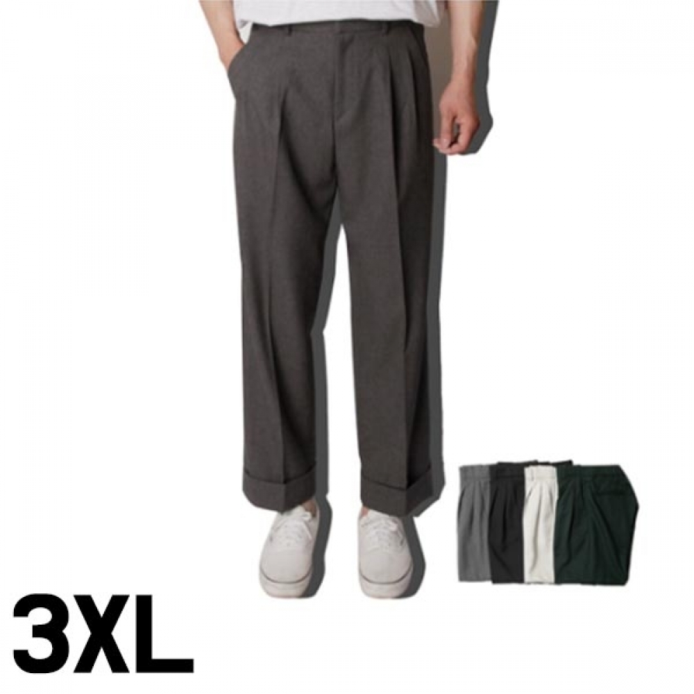 KING 히든밴딩 핀턱 와이드 카브라 슬랙스 3XL