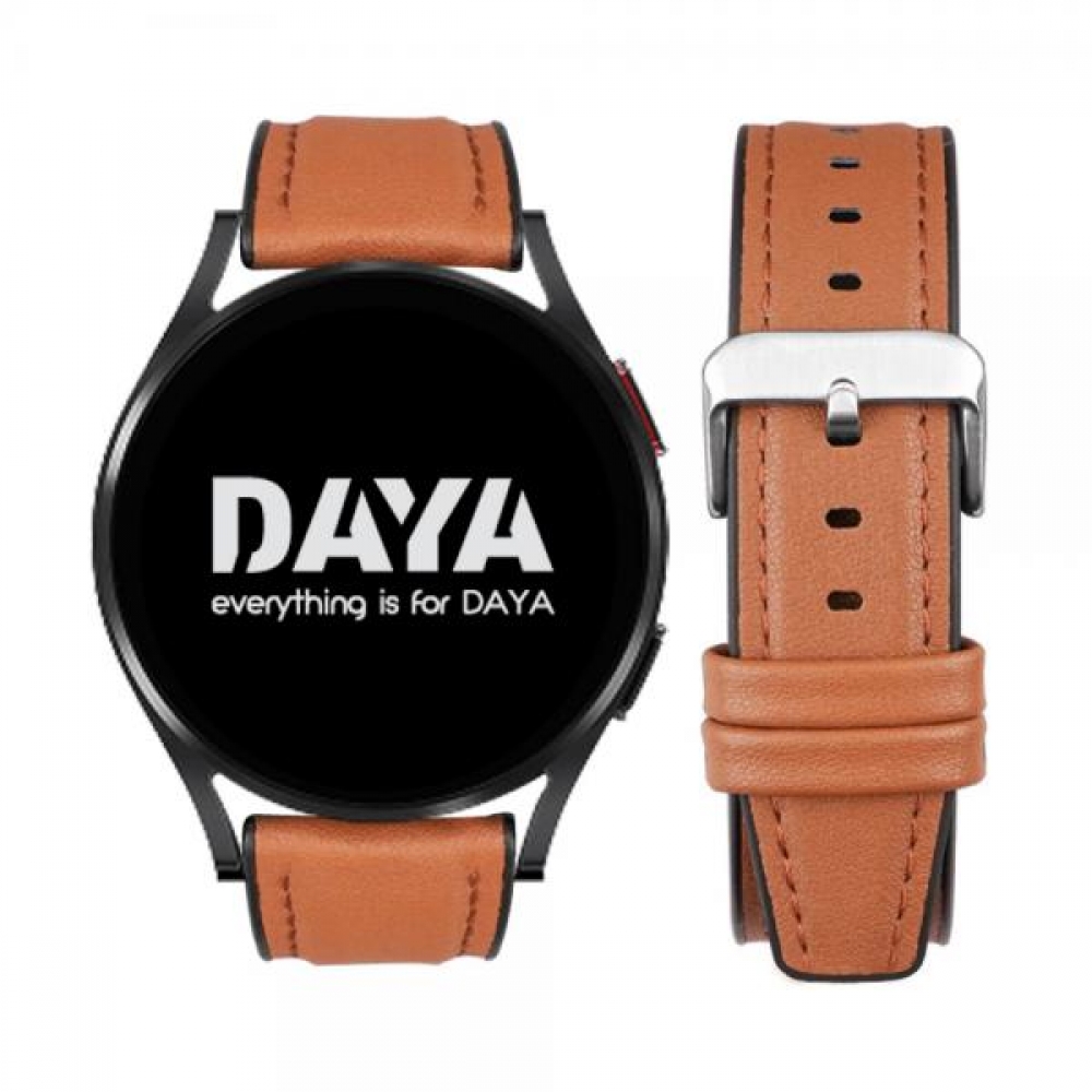 DAYA 갤럭시워치 5 4 3 스트랩 20mm 라이트브라운 가죽실리콘 스트랩 밴드
