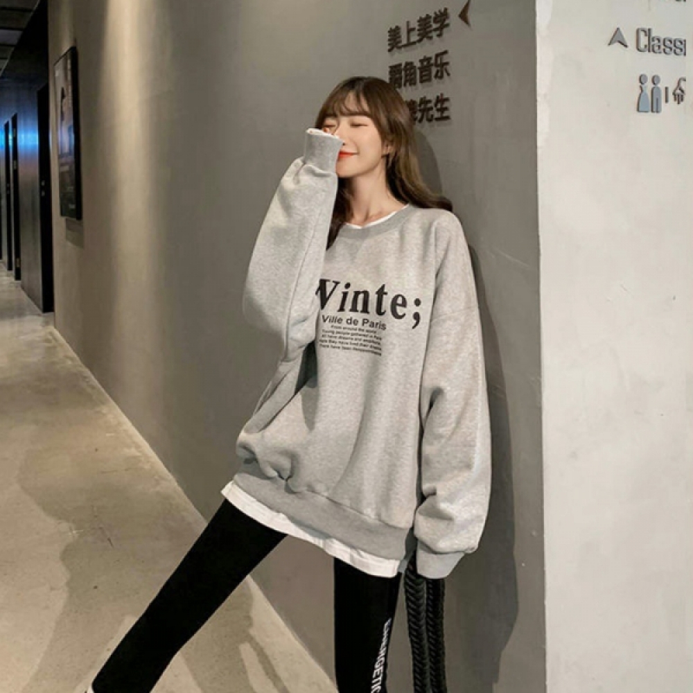 여성 레이어드 패션 빅 프린팅 부드러운 맨투맨