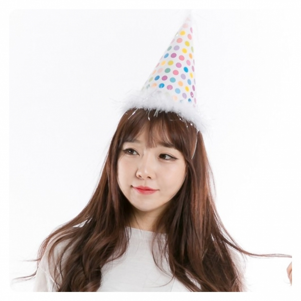 PWM-DK (땡땡이깃털고깔모자)파티모자