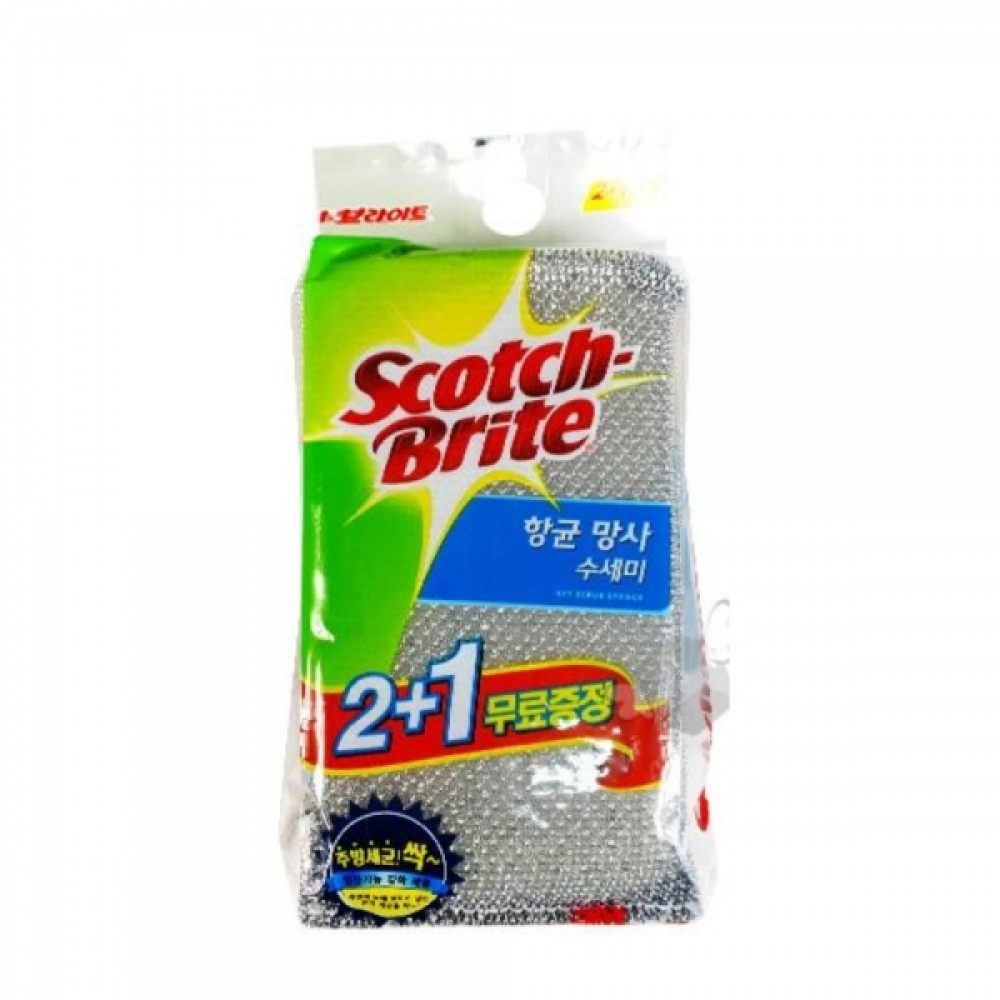 위생적인 항균망사 수세미 3개입 항균수세미