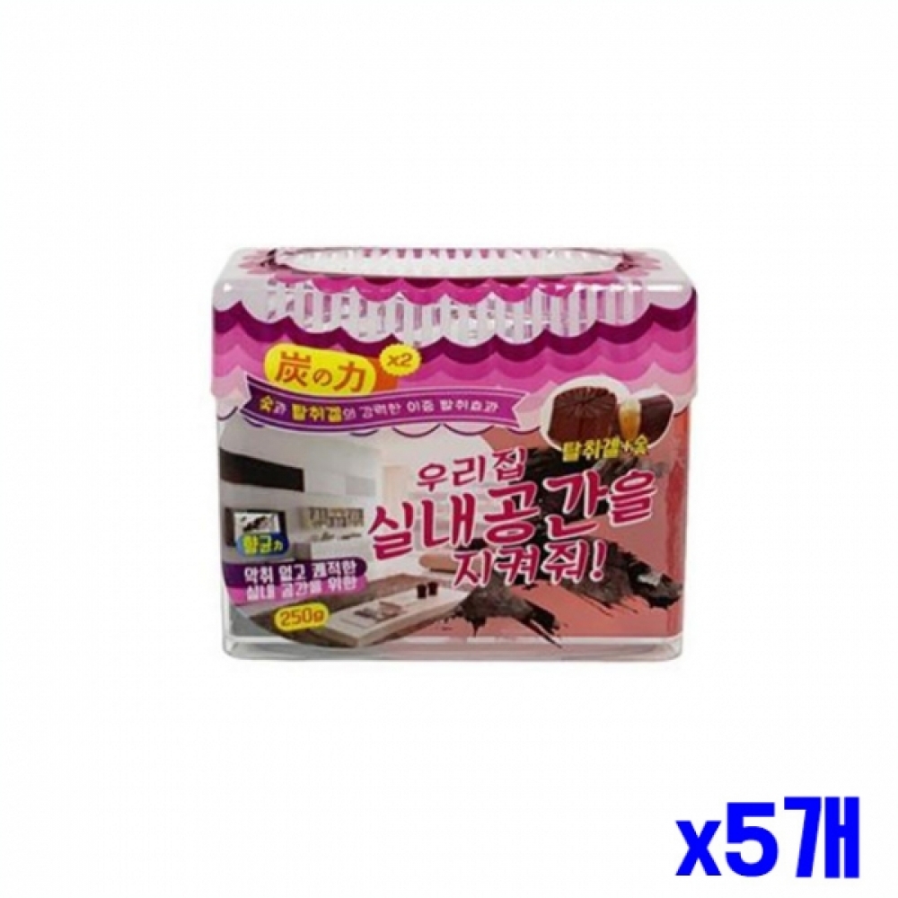 숯 탈취겔 함유 실내공간 탈취제 x5개묶음 냄새탈취제