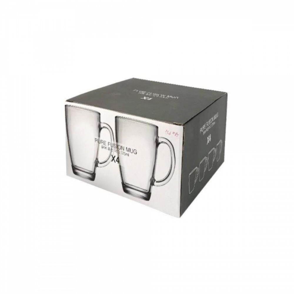 손잡이 투명 머그컵 375ml 4p 가정용컵 커피컵 물컵