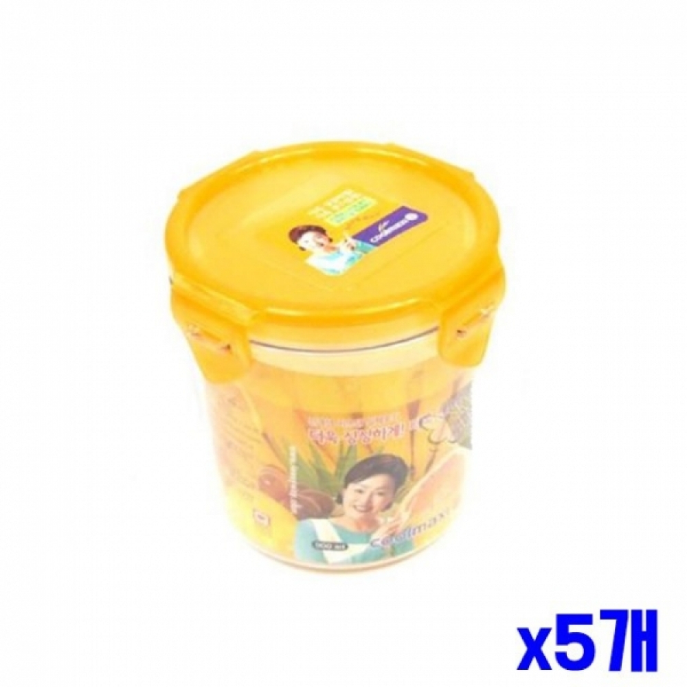 플라스틱 간편 밀폐용기 원형 900ml x5개묶음 보관
