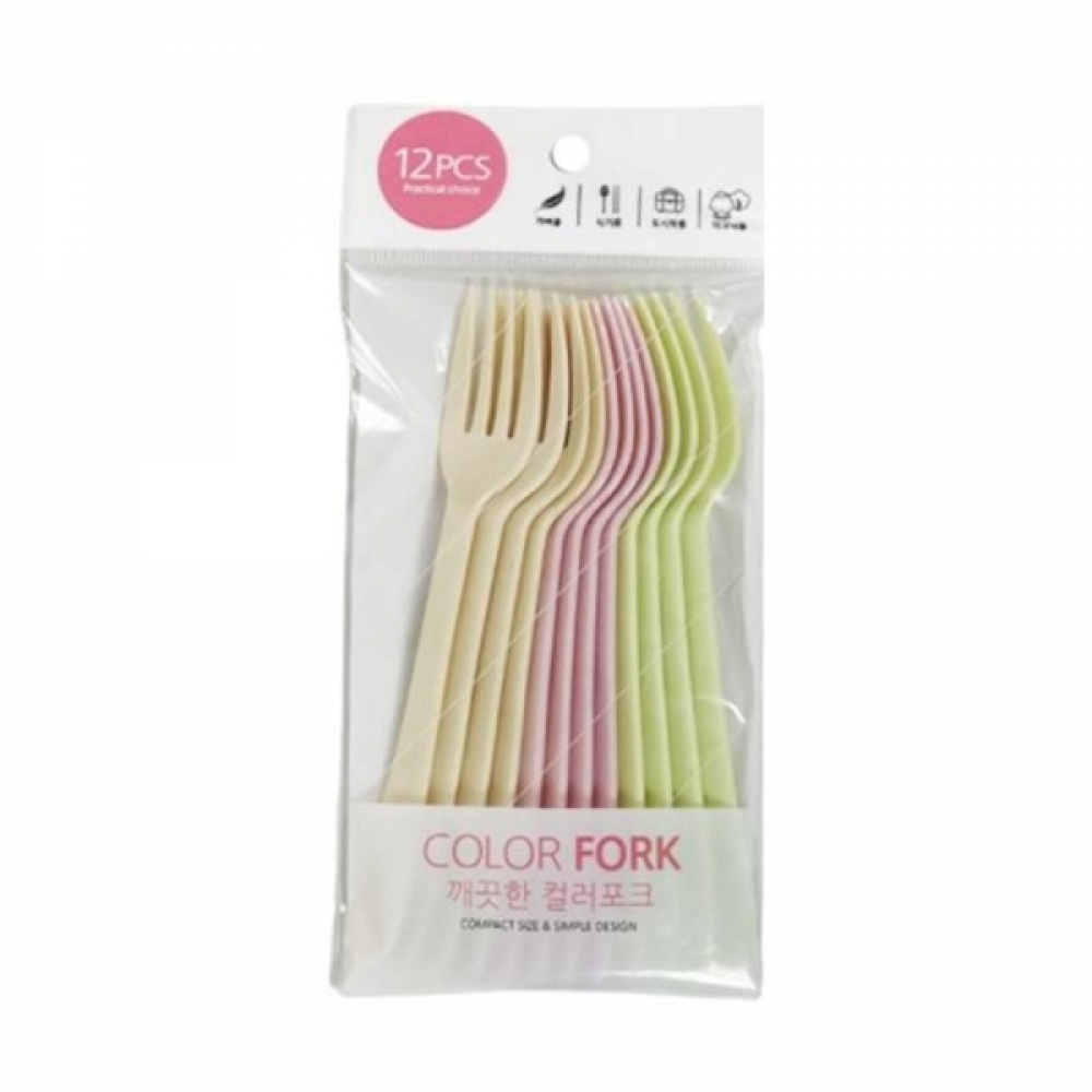 피크닉 소풍용 일회용 컬러포크 12P 도시락포크
