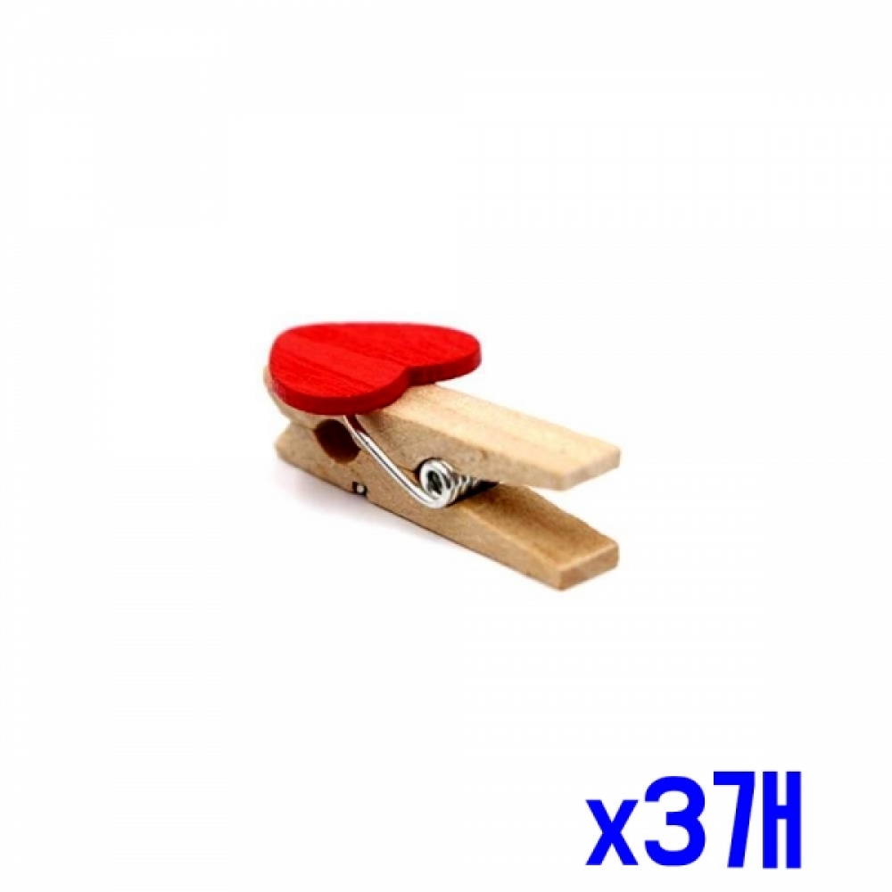 귀여운 하트 포인트 나무클립 5개입 x3개 집게세트