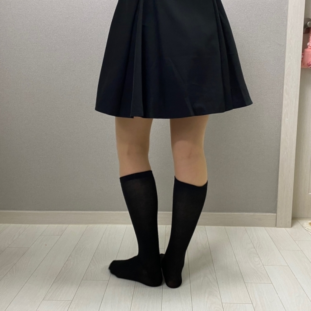 사계절 데일리 무지 니삭스 무릎양말 블랙