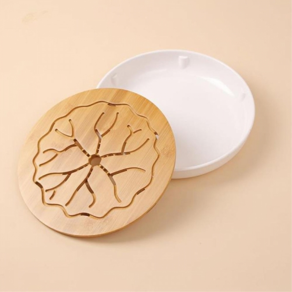 다기트레이 연꽃잎형 간편 차판(25.5cm)