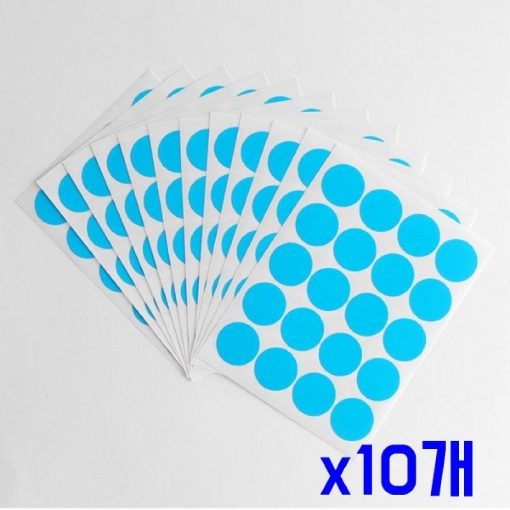 20mm 컬러 다용도 스티커 12매세트(스카이) x10개