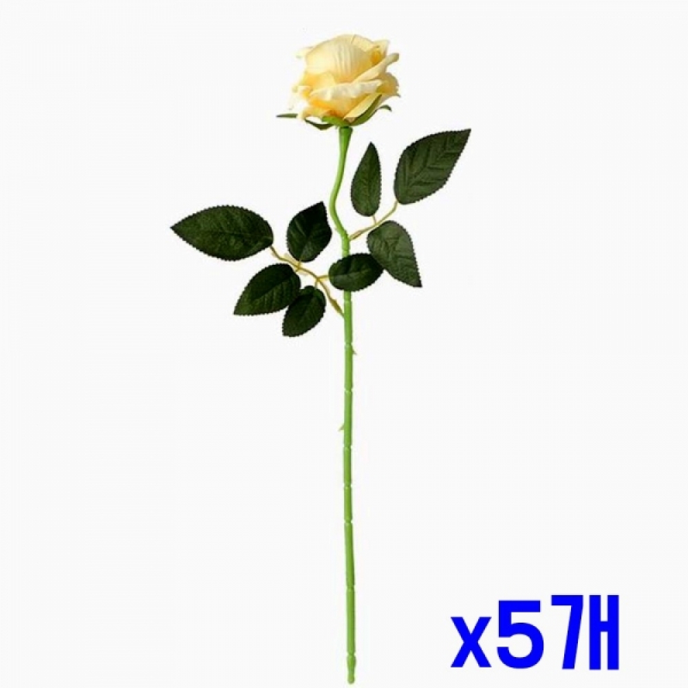 인테리어 벨벳 장미 한송이(옐로우) x5개