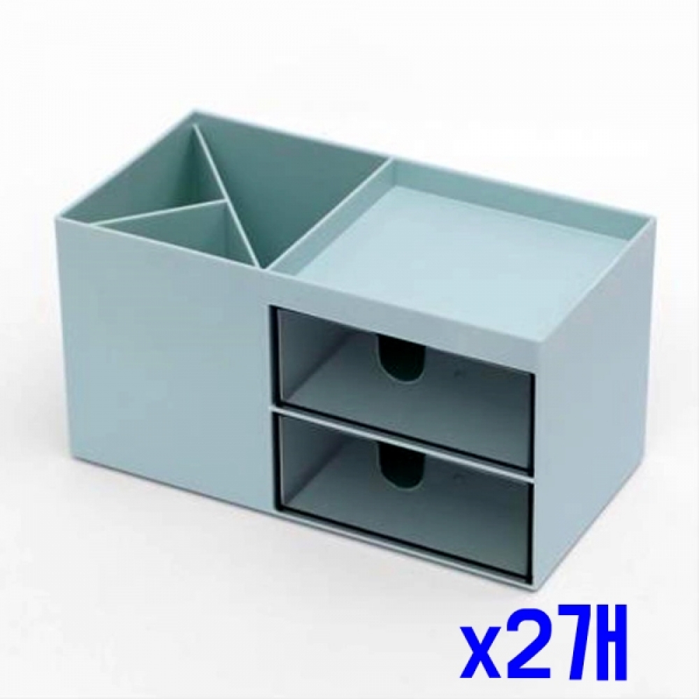 실용적인 칸칸 2단 수납 정리함(블루) x2개
