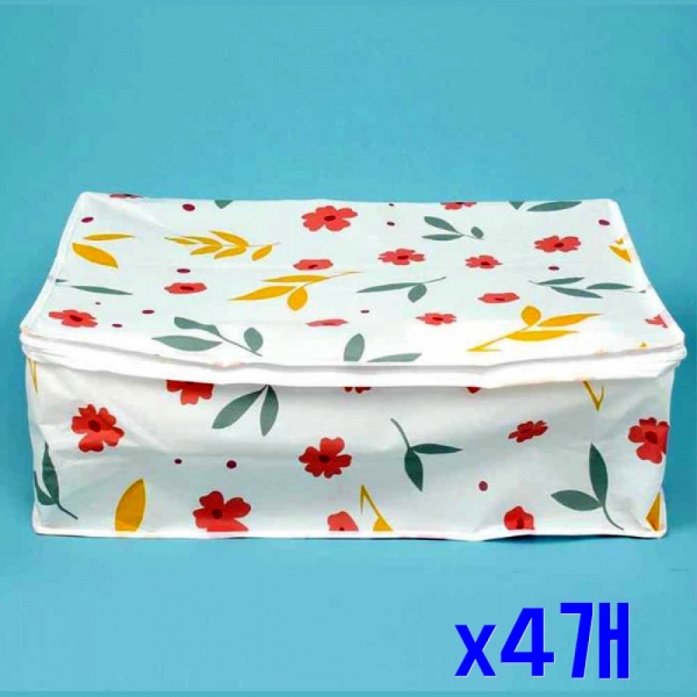 의류 이불 간편 정리 보관함(54x35cm) (플라워) x4개