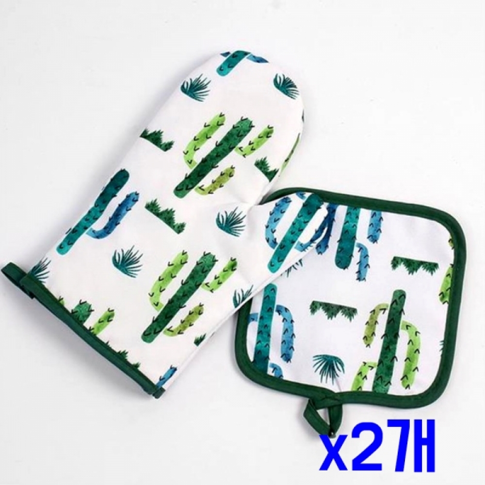 주방 보호 오븐장갑 냄비받침대 세트(선인장) x2개