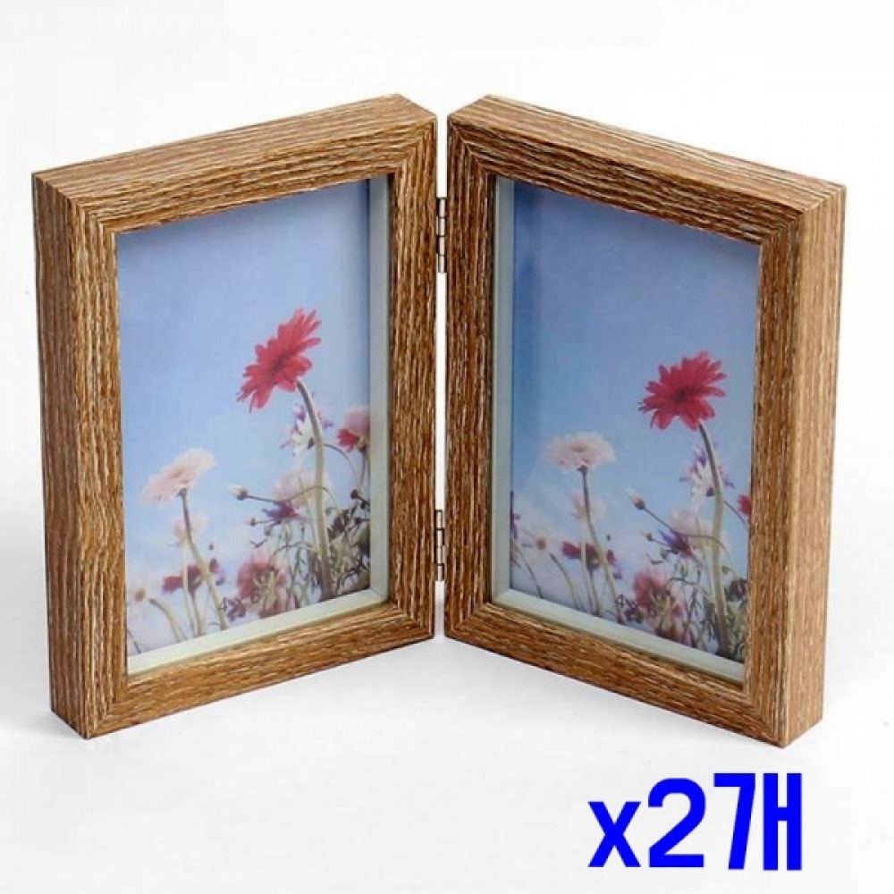 2단 접이식 우드 양면프레임 액자(4X6) (브라운) x2개
