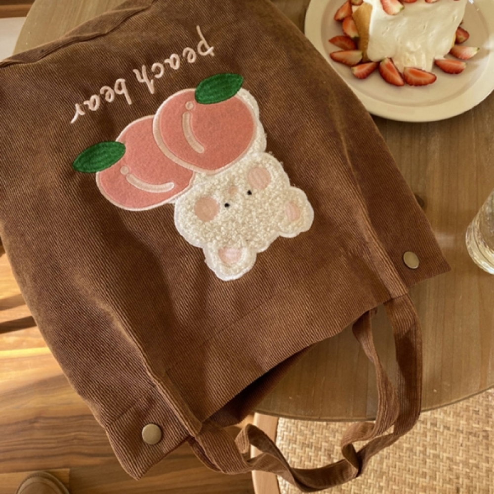 여성 대학생 귀여운 에코 가방 데일리 숄더 백 브라운