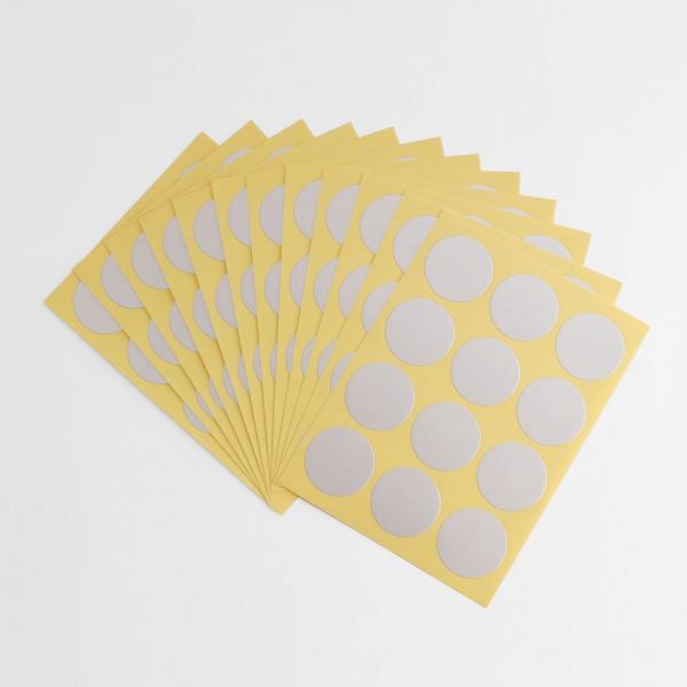 25mm 컬러 원형스티커 12매세트(실버) 단색스티커